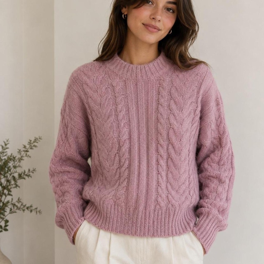 A New Day pink cable knit sweater 💗